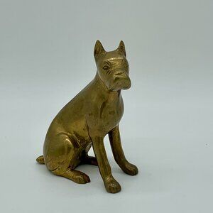 Vintage Brass Dog Boxer Figurine Paperweight
